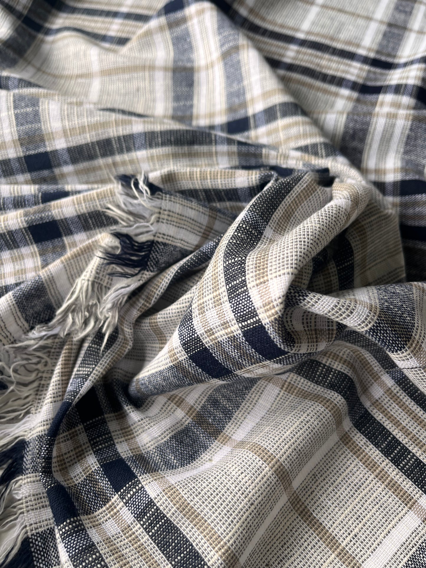 CELIA 019 cot/lin Checks sand / ecru / white