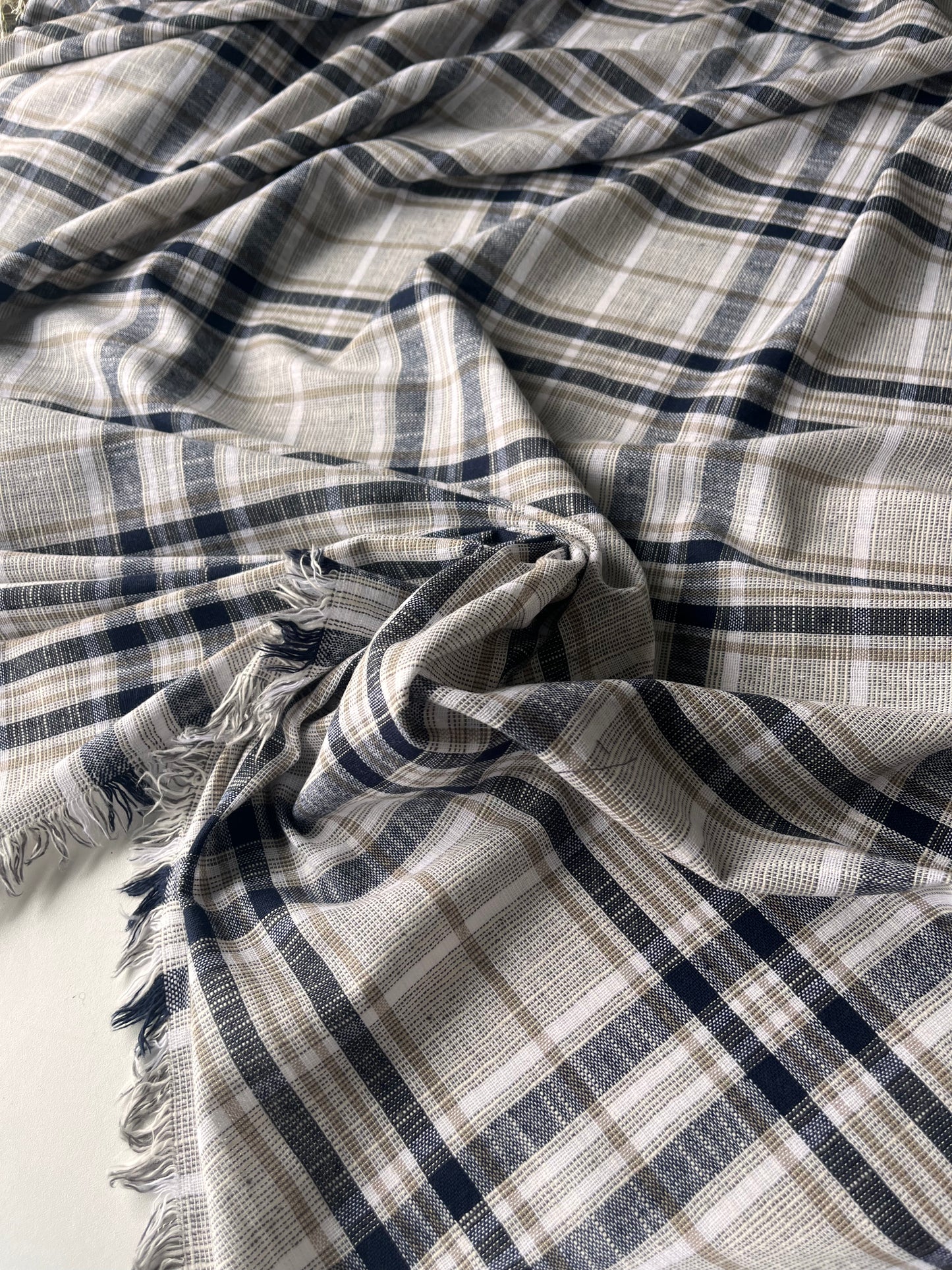 CELIA 019 cot/lin Checks sand / ecru / white