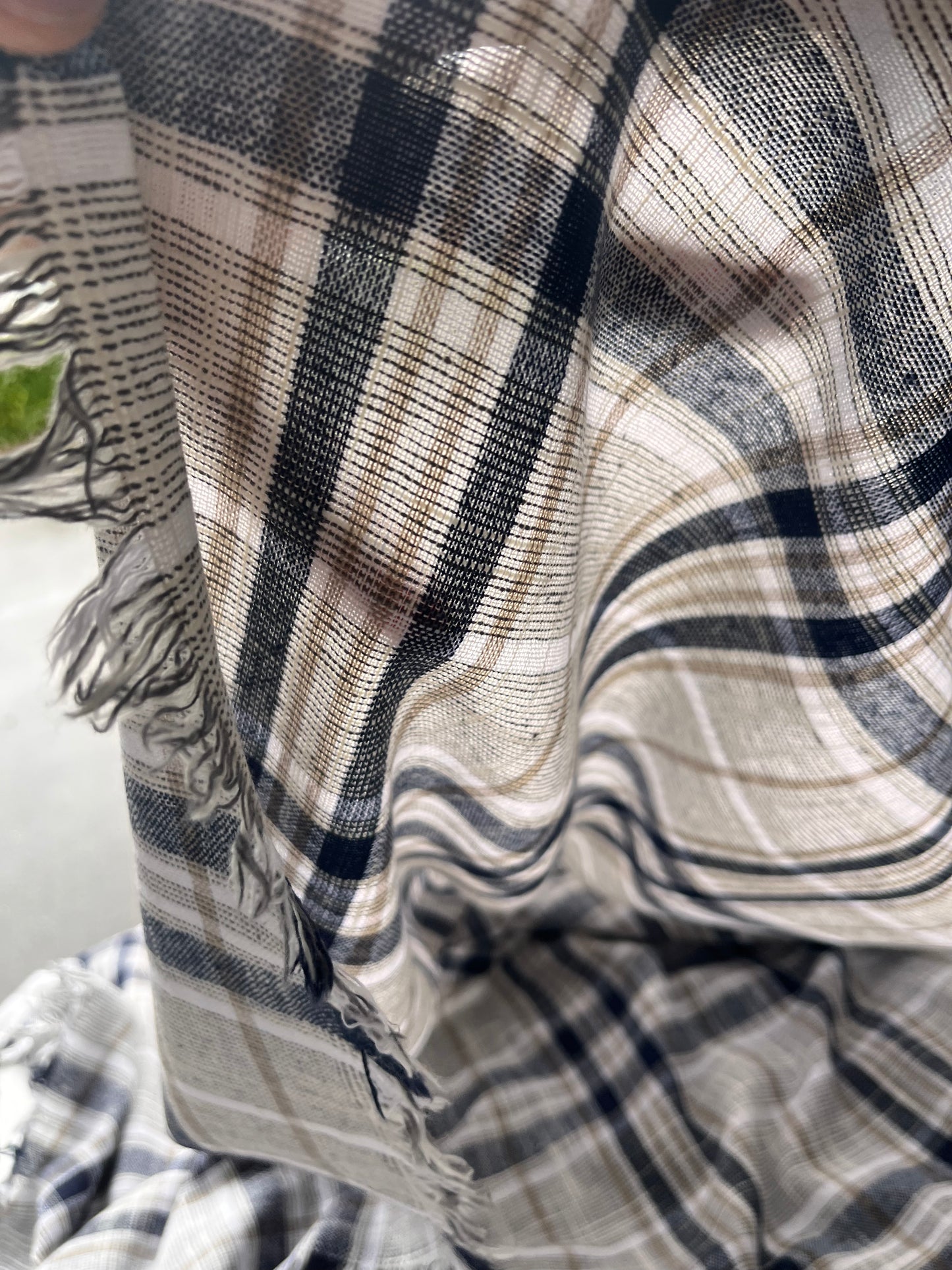 CELIA 019 cot/lin Checks sand / ecru / white