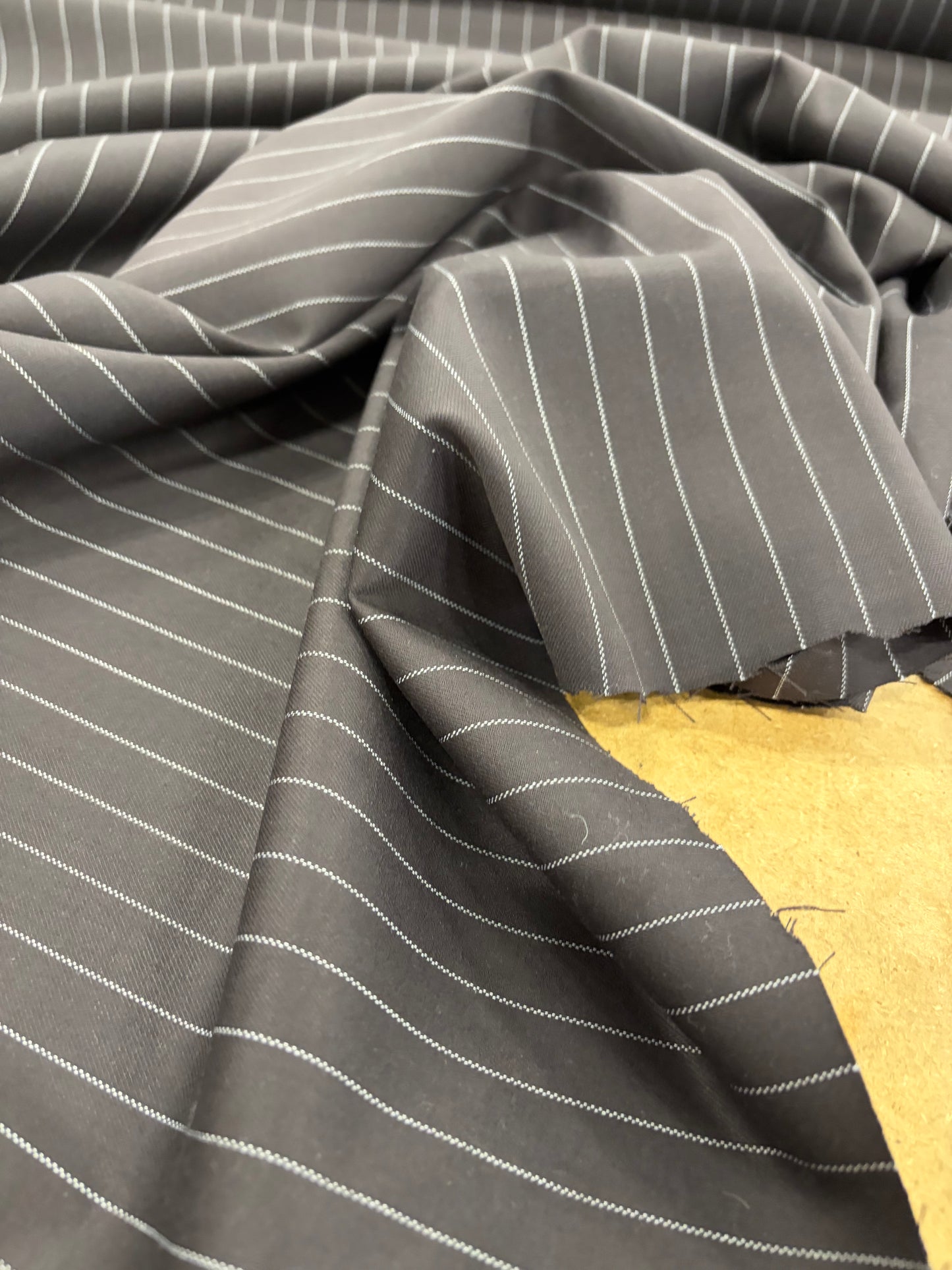 PIPO 026 stretch pinstripe suiting fabric black
