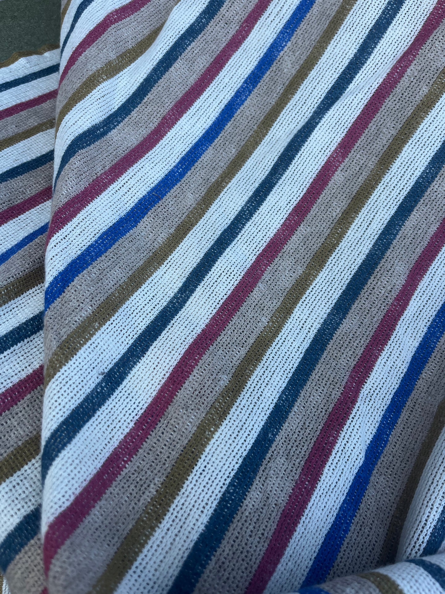RW 077 cotton tricot stripes ecru/red/cobalt