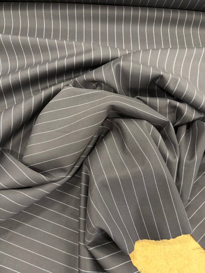 PIPO 026 stretch pinstripe suiting fabric black
