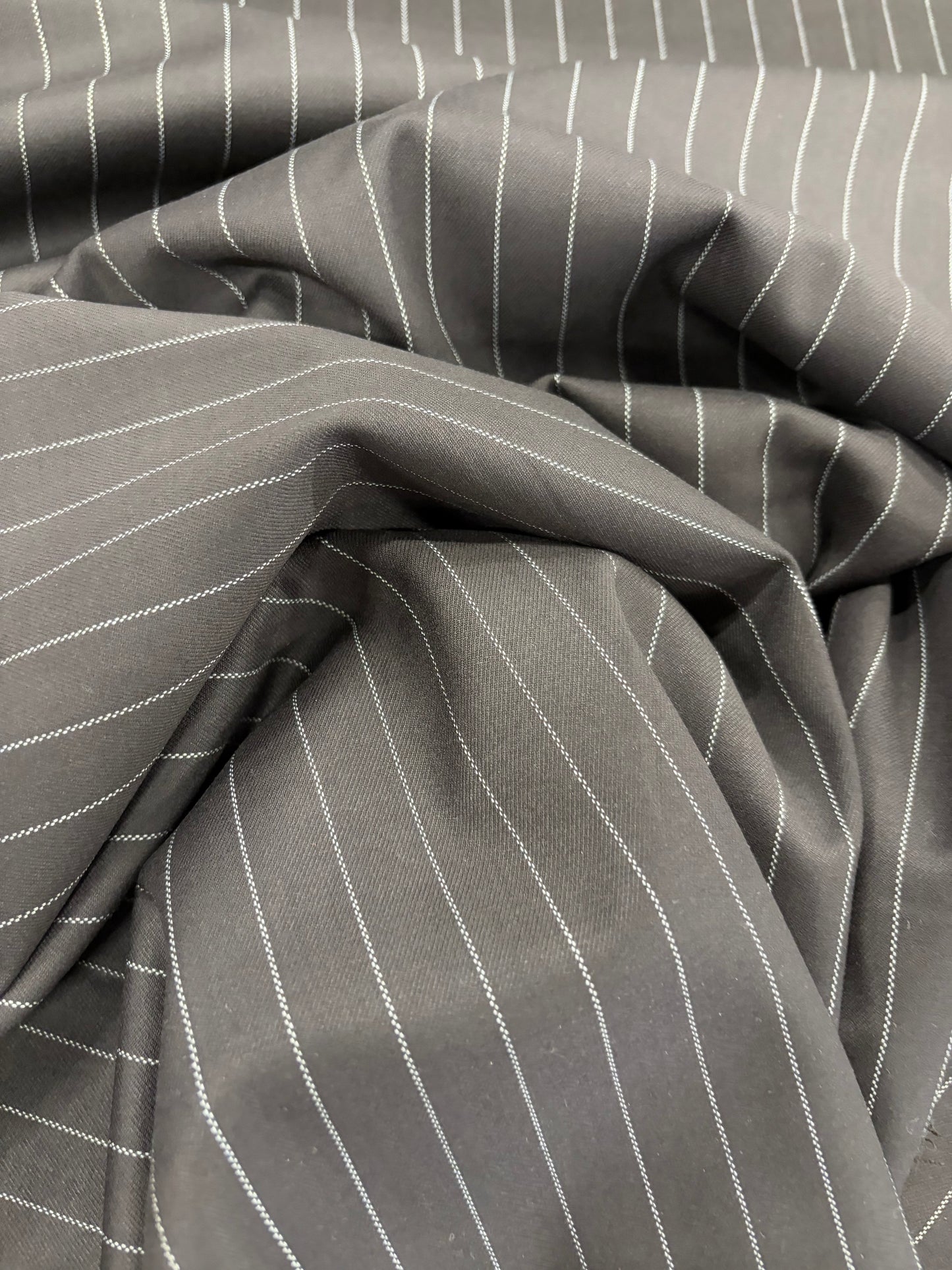 PIPO 026 stretch pinstripe suiting fabric black