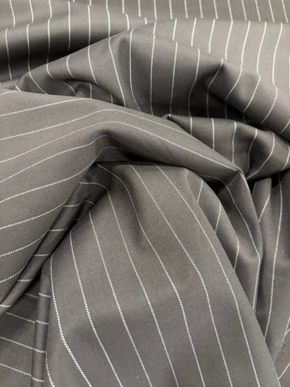 PIPO 026 stretch pinstripe suiting fabric black