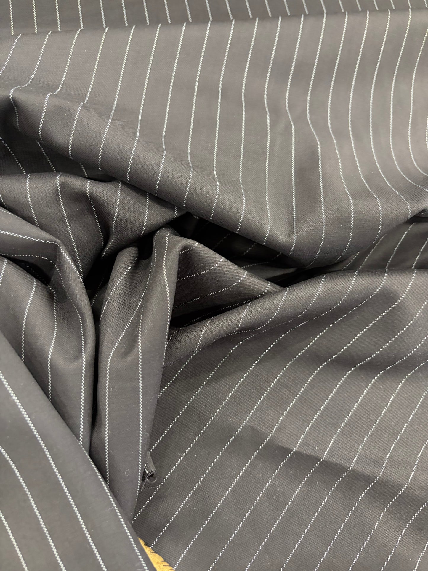 PIPO 026 stretch pinstripe suiting fabric black