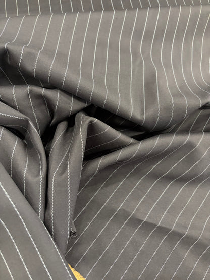 PIPO 026 stretch pinstripe suiting fabric black