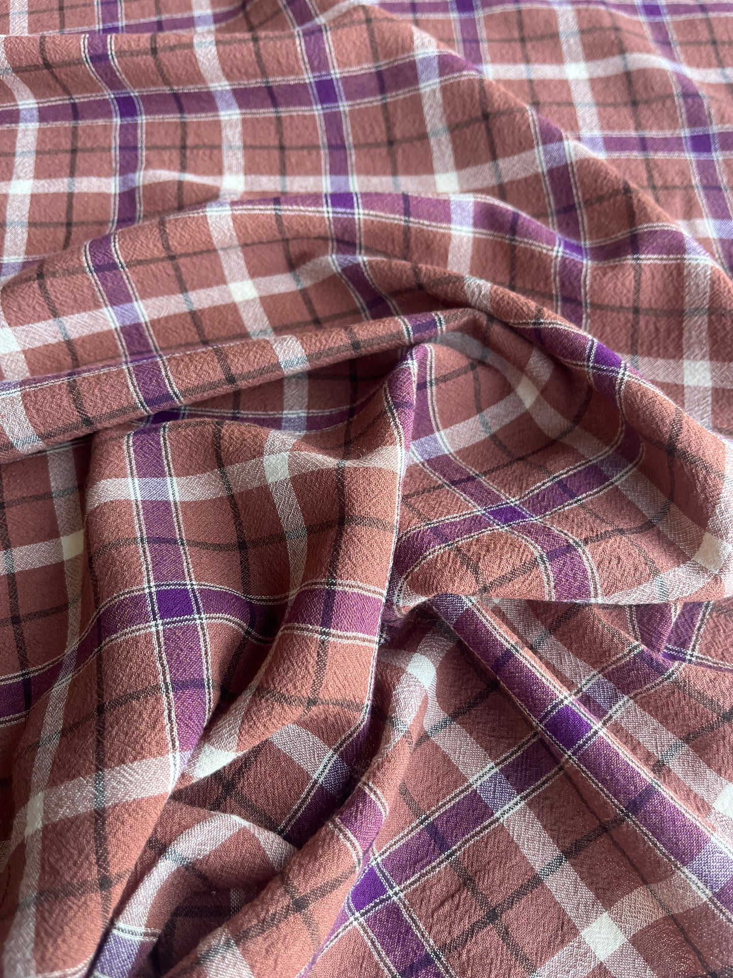 LC TANIA 015 cotton stretch check brown/mauve