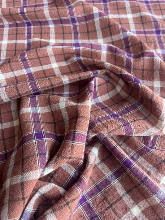 LC TANIA 015 cotton stretch check brown/mauve