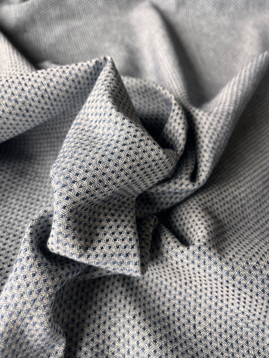 CELIA 015 cot/lin jacquard blue dots