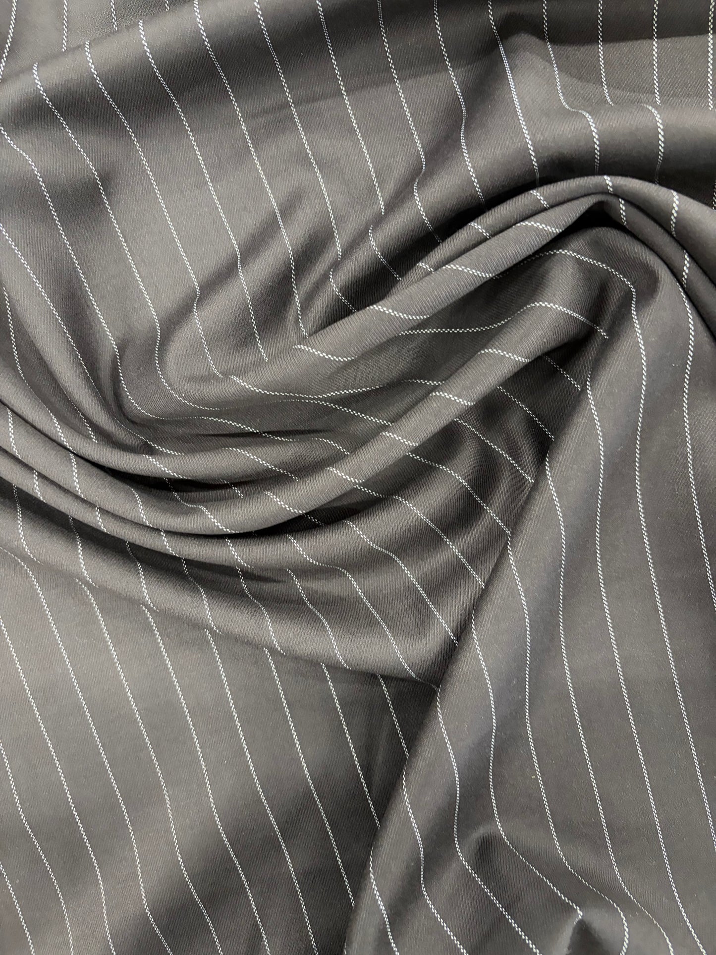 PIPO 026 stretch pinstripe suiting fabric black
