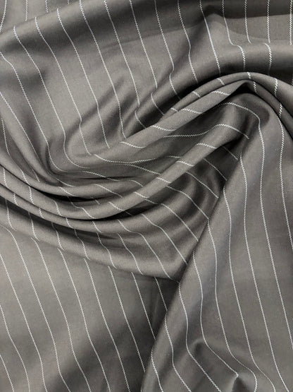 PIPO 026 stretch pinstripe suiting fabric black