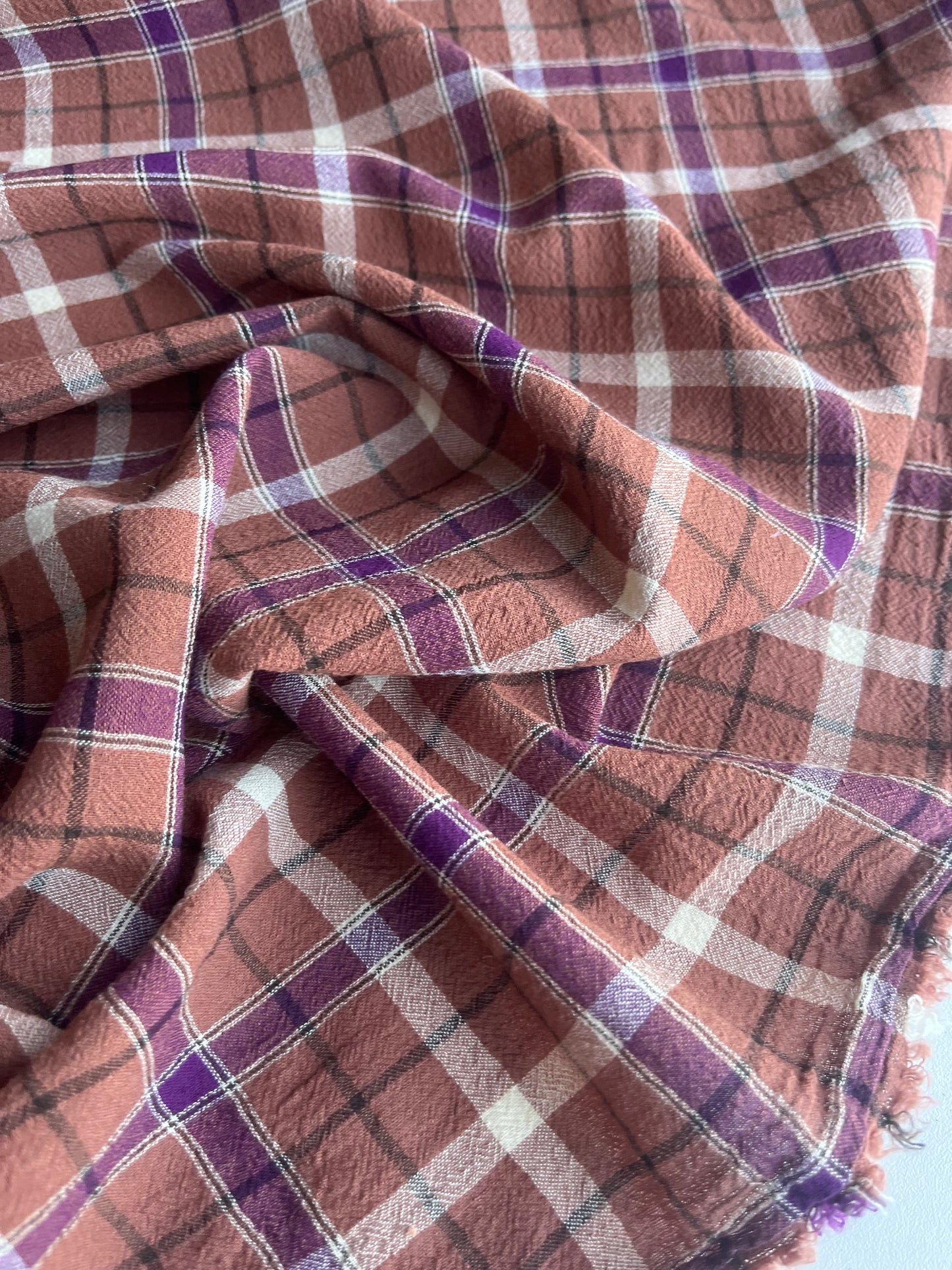 LC TANIA 015 cotton stretch check brown/mauve