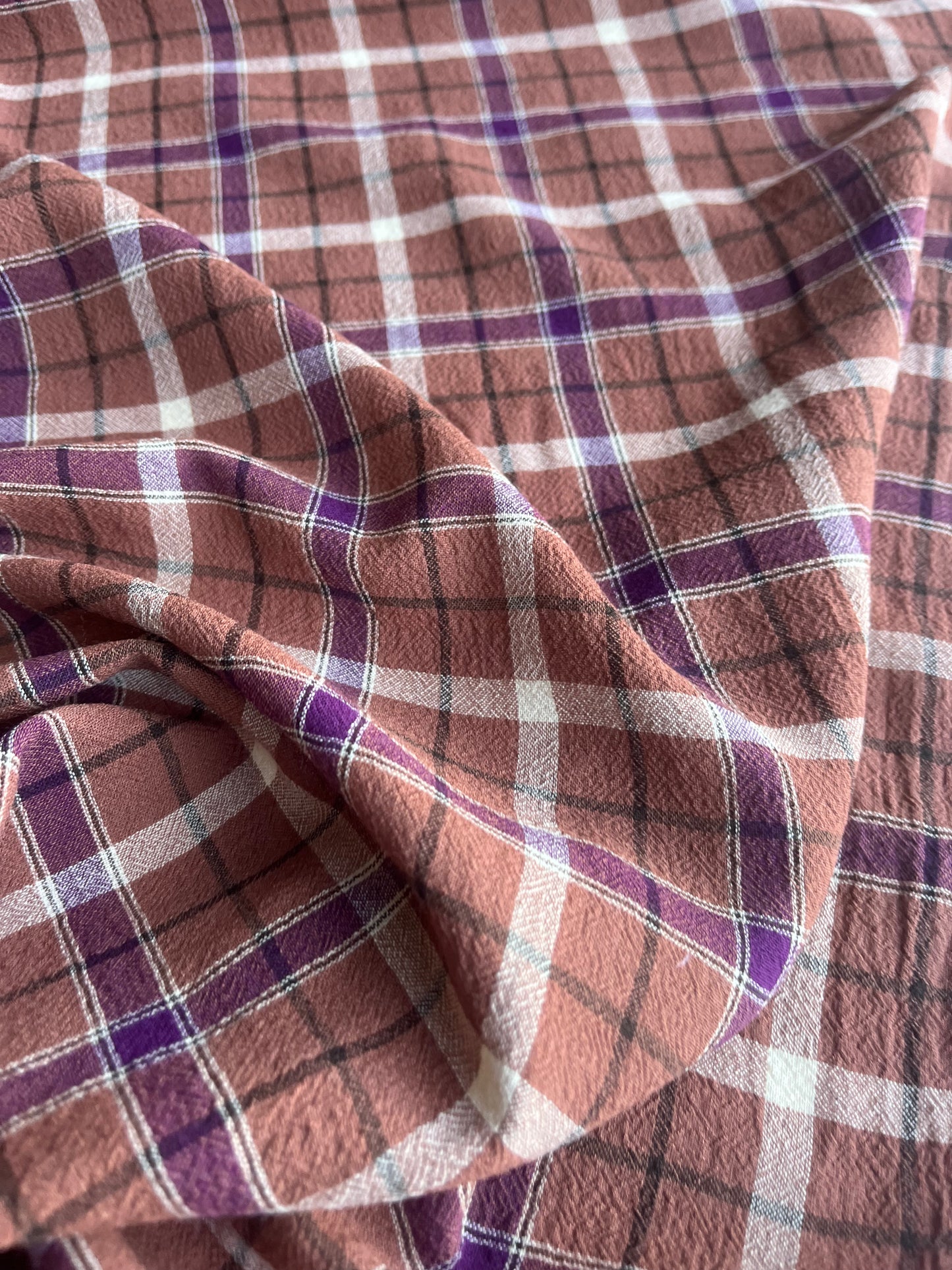 LC TANIA 015 cotton stretch check brown/mauve