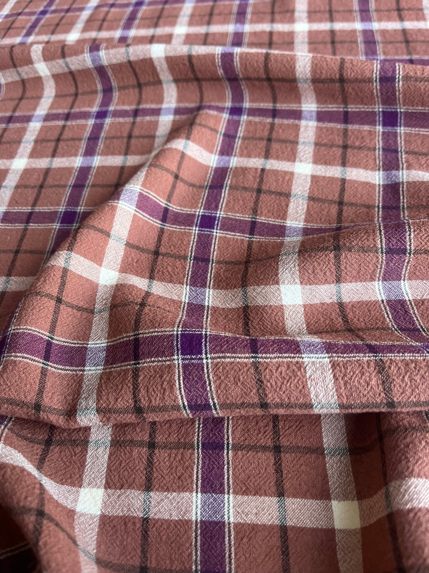 LC TANIA 015 cotton stretch check brown/mauve