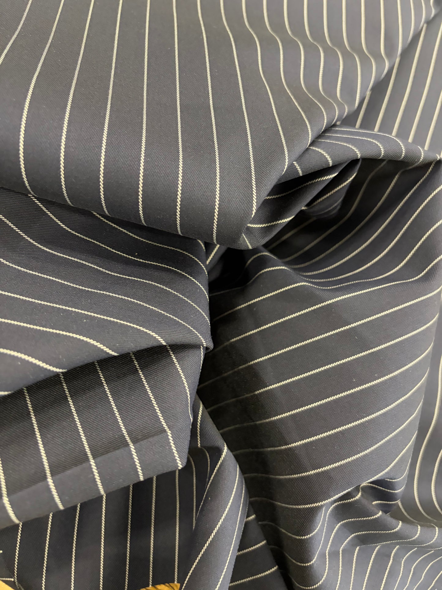 PIPO 027 stretch pinstripe suiting fabric black navy