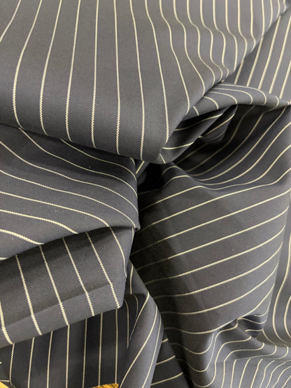 PIPO 027 stretch pinstripe suiting fabric black navy