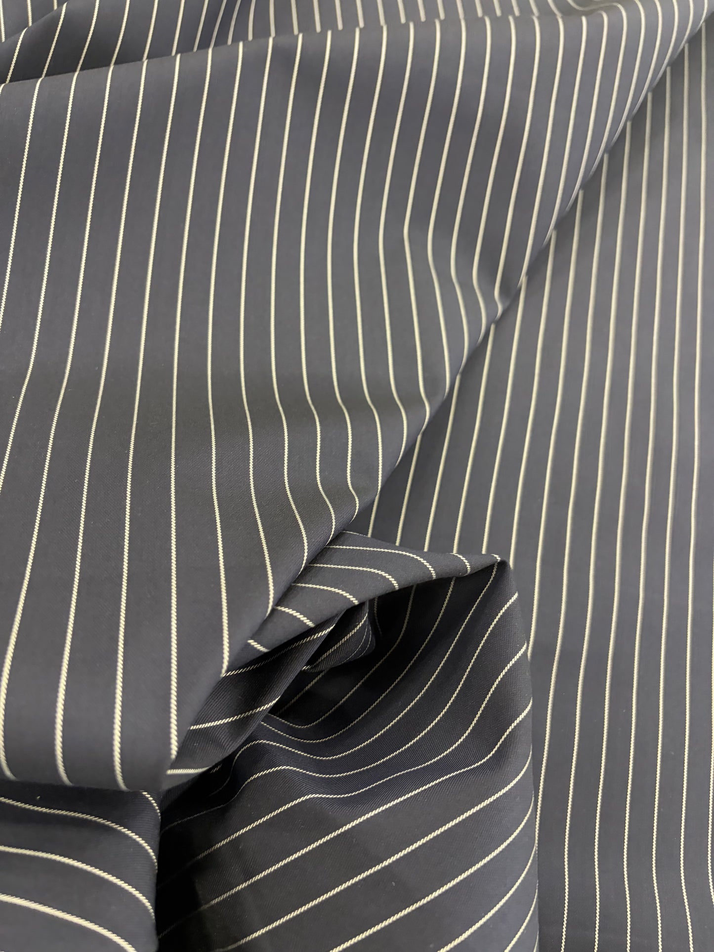 PIPO 027 stretch pinstripe suiting fabric black navy