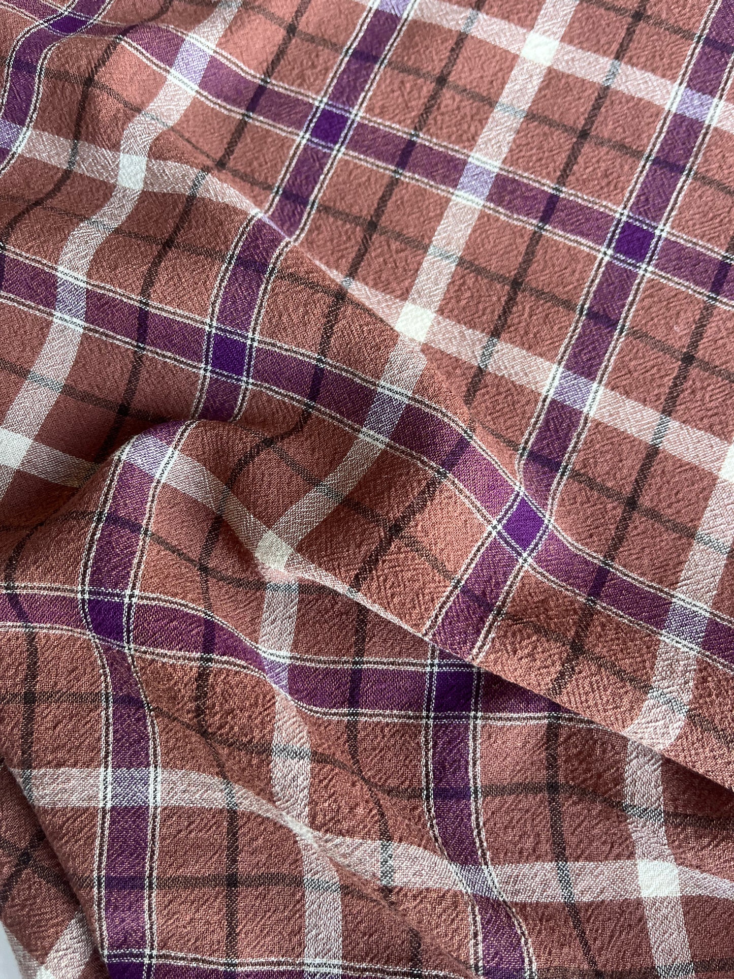 LC TANIA 015 cotton stretch check brown/mauve