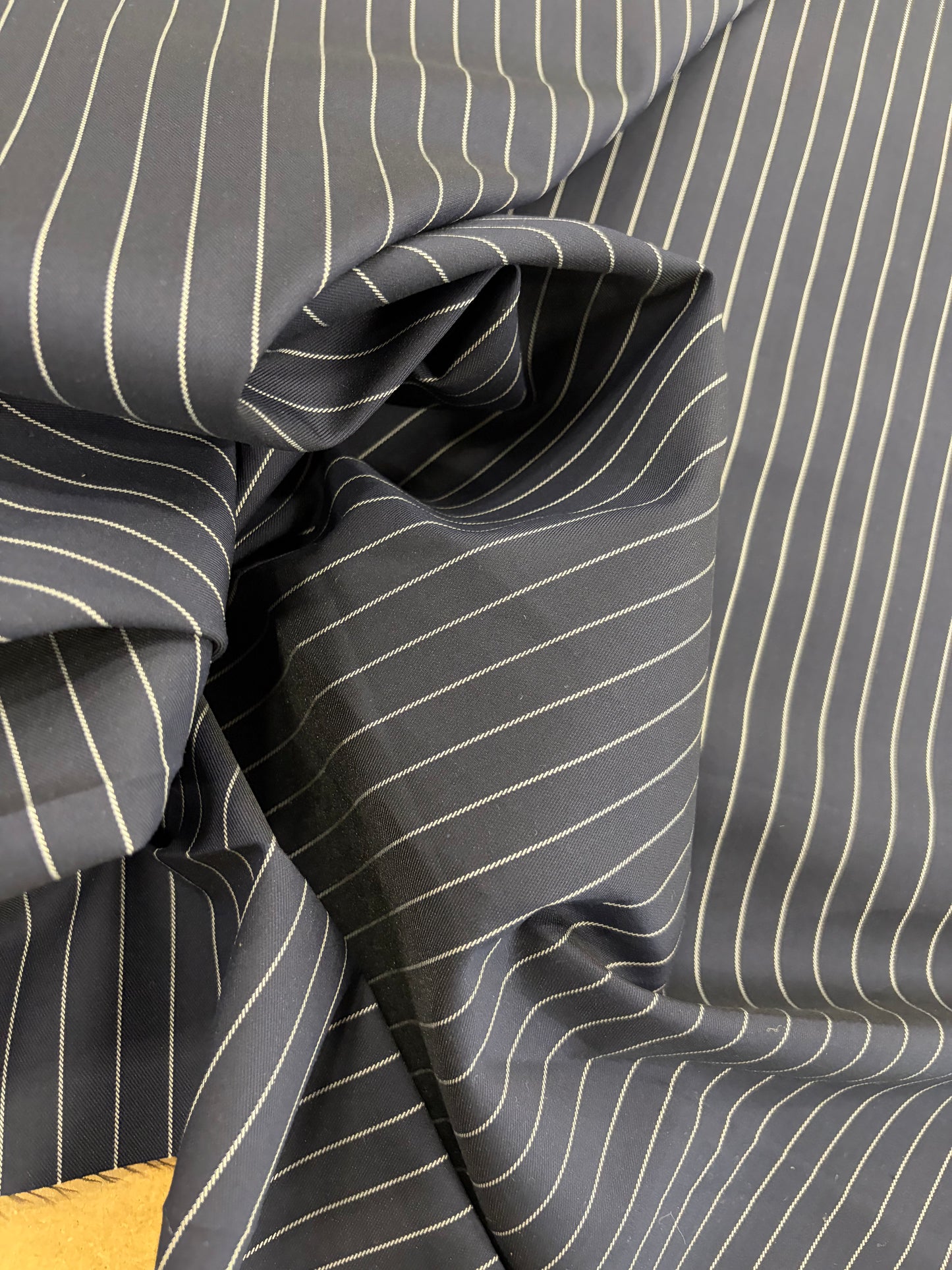 PIPO 027 stretch pinstripe suiting fabric black navy