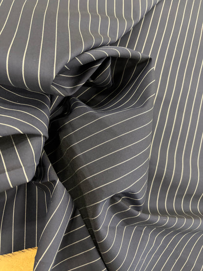 PIPO 027 stretch pinstripe suiting fabric black navy