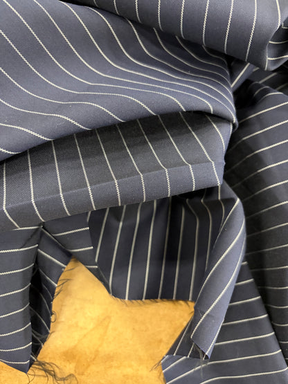 PIPO 027 stretch pinstripe suiting fabric black navy