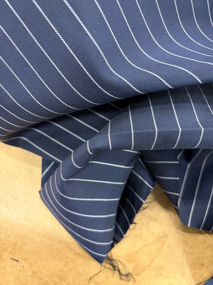 PIPO 027 stretch pinstripe suiting fabric black navy