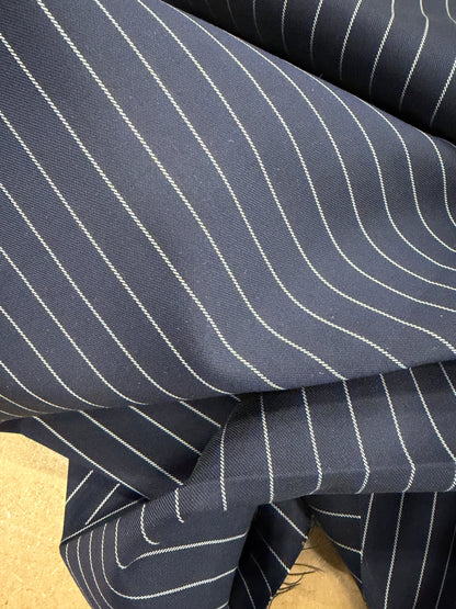 PIPO 027 stretch pinstripe suiting fabric black navy