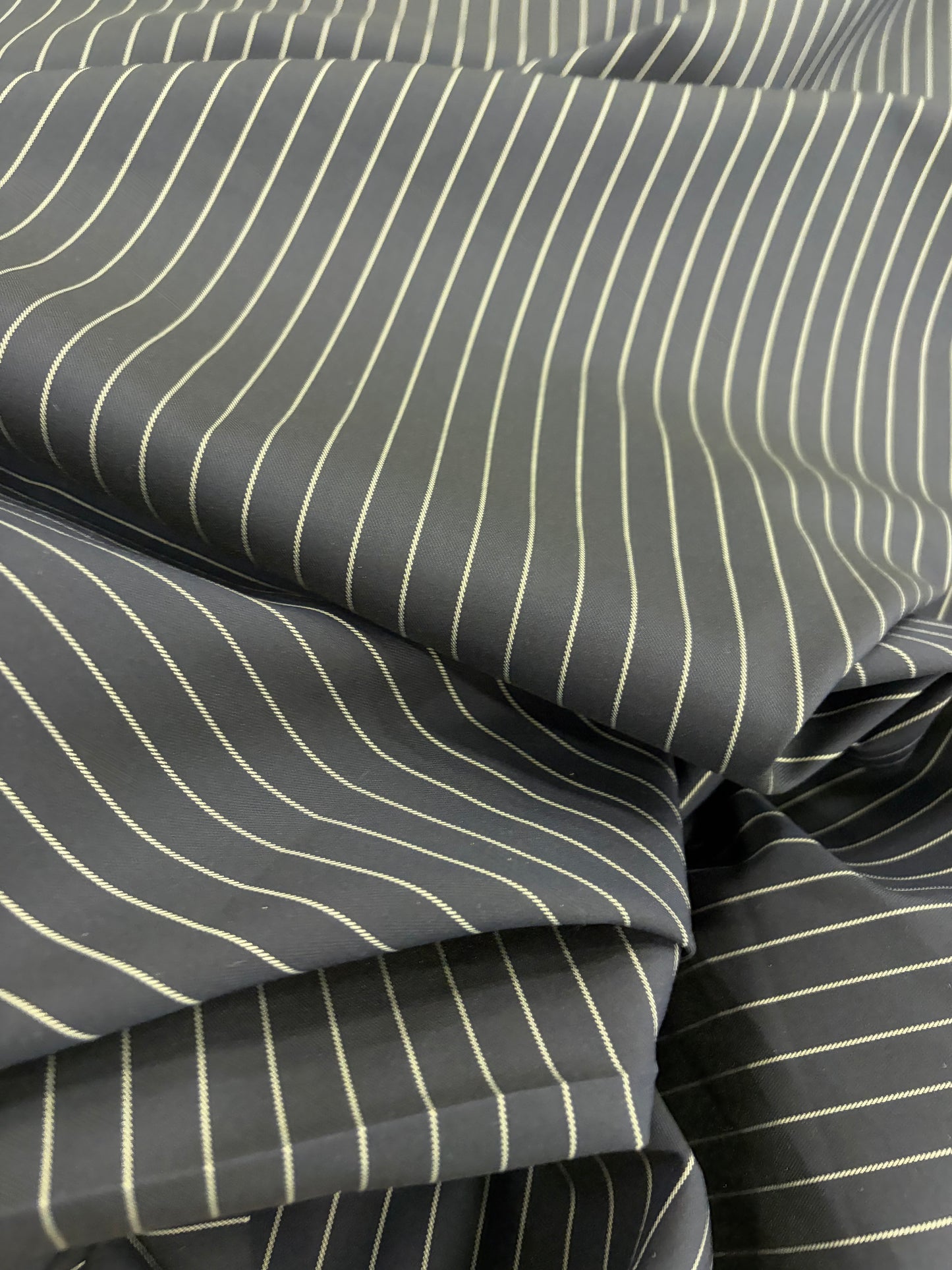PIPO 027 stretch pinstripe suiting fabric black navy