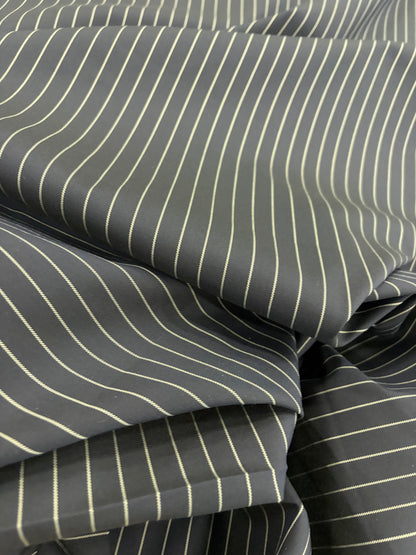PIPO 027 stretch pinstripe suiting fabric black navy