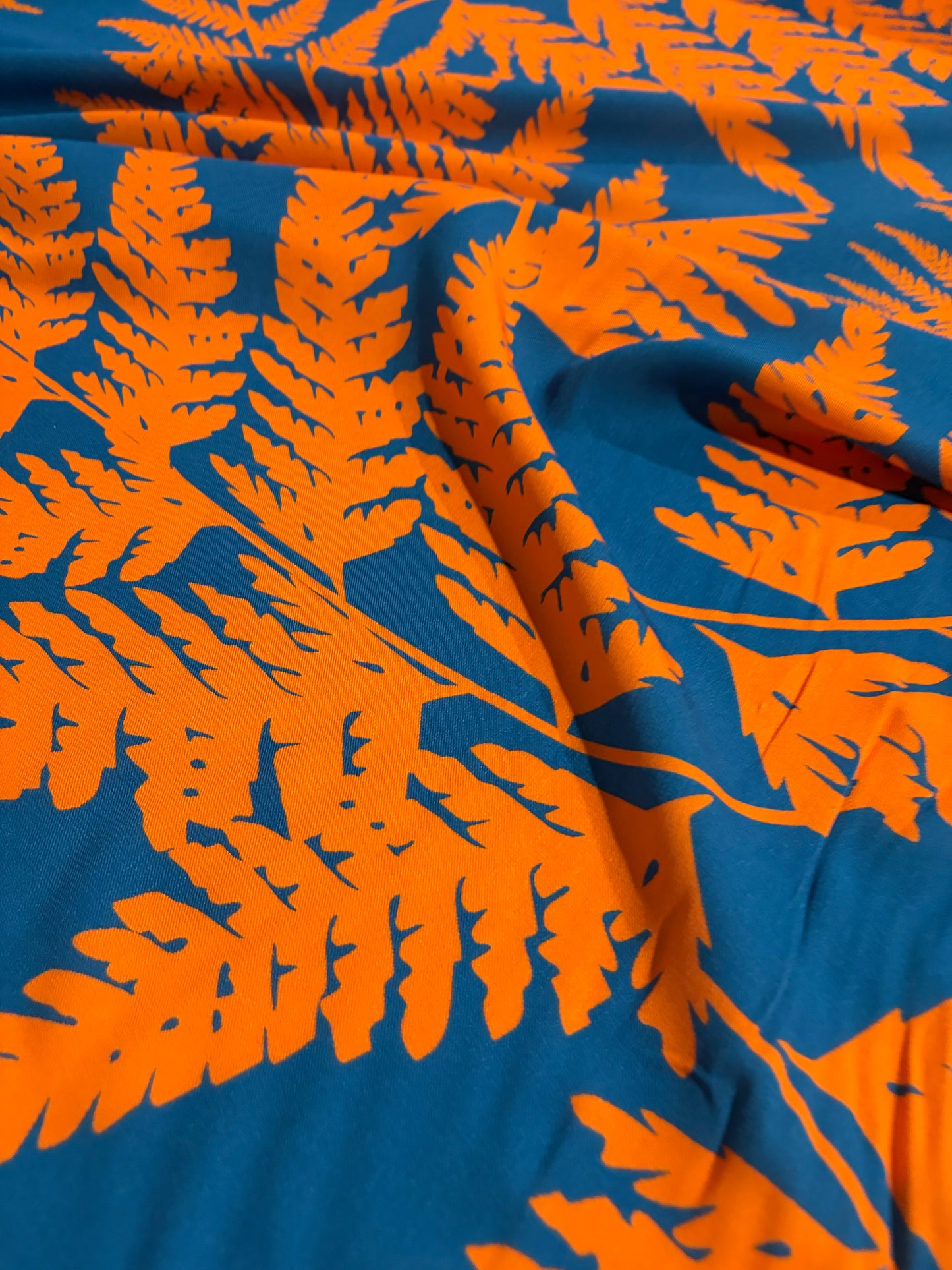 KRUSTY 022 petrol/orange viscose twill print