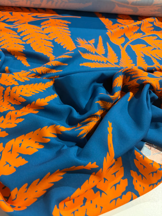 KRUSTY 022 petrol/orange viscose twill print