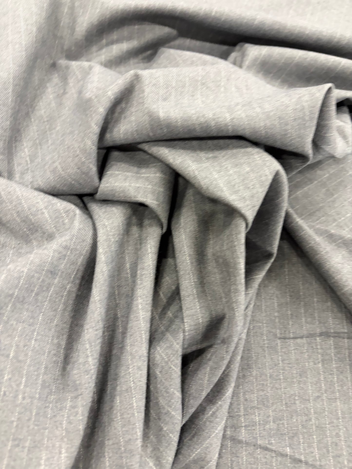 PIPO 036 stretch flannel pinstripe suiting fabric grey