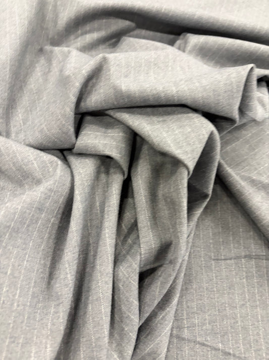PIPO 036 stretch flannel pinstripe suiting fabric grey