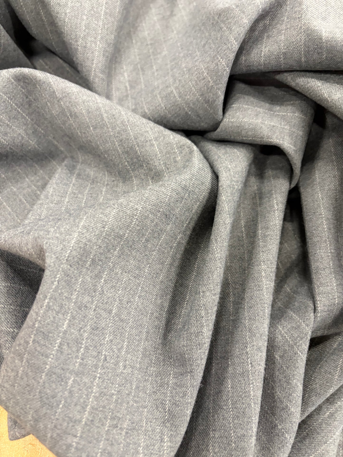 PIPO 036 stretch flannel pinstripe suiting fabric grey