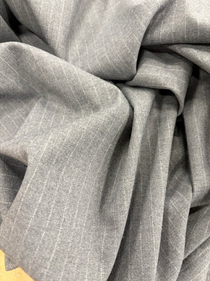 PIPO 036 stretch flannel pinstripe suiting fabric grey