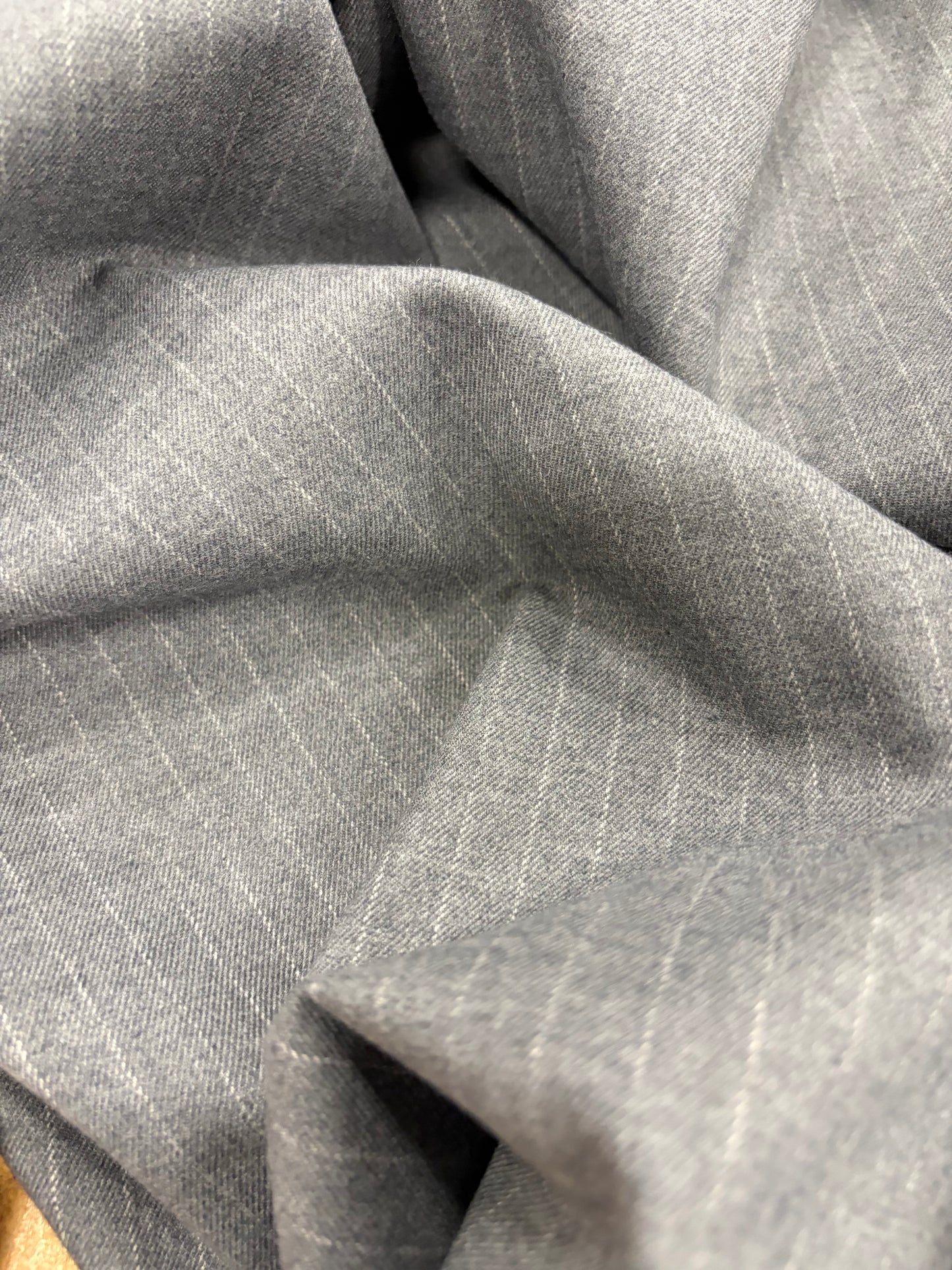 PIPO 036 stretch flannel pinstripe suiting fabric grey