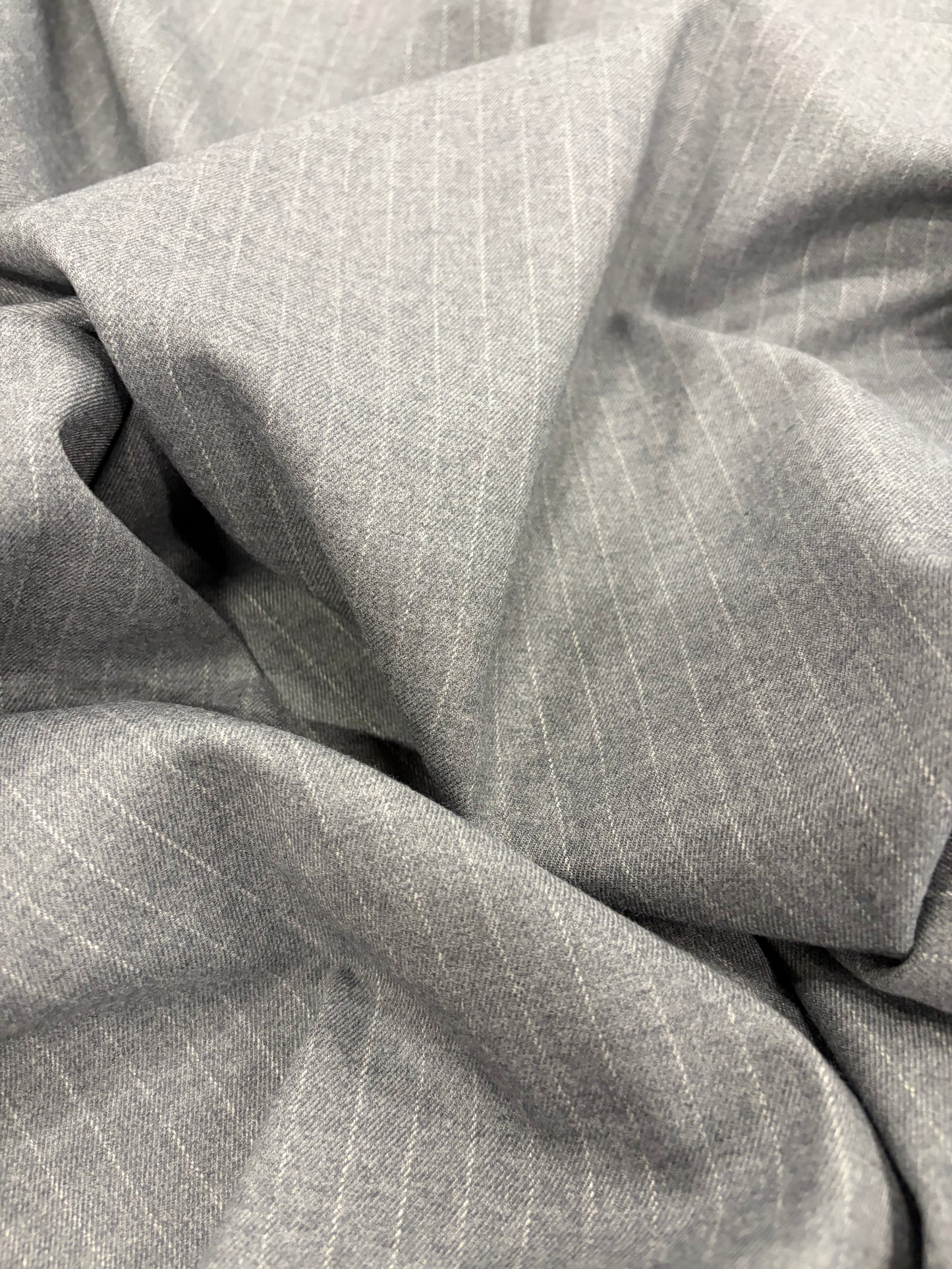 PIPO 036 stretch flannel pinstripe suiting fabric grey