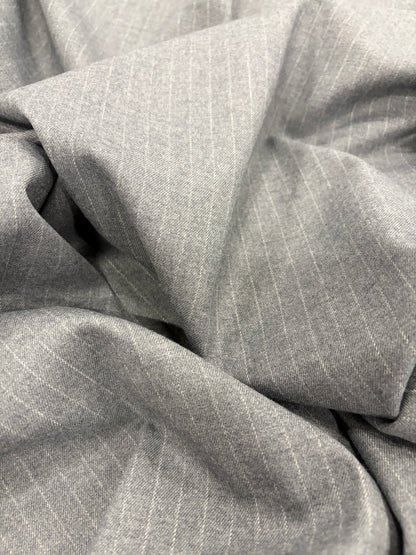 PIPO 036 stretch flannel pinstripe suiting fabric grey