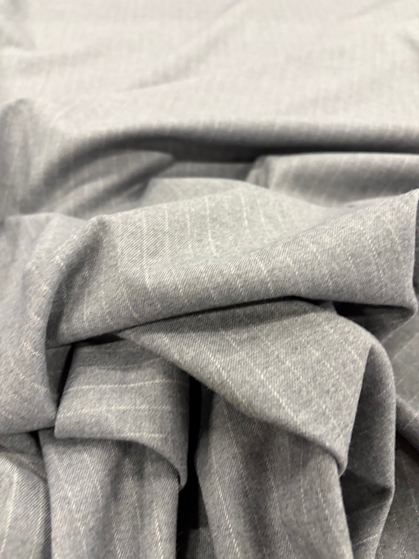 PIPO 036 stretch flannel pinstripe suiting fabric grey