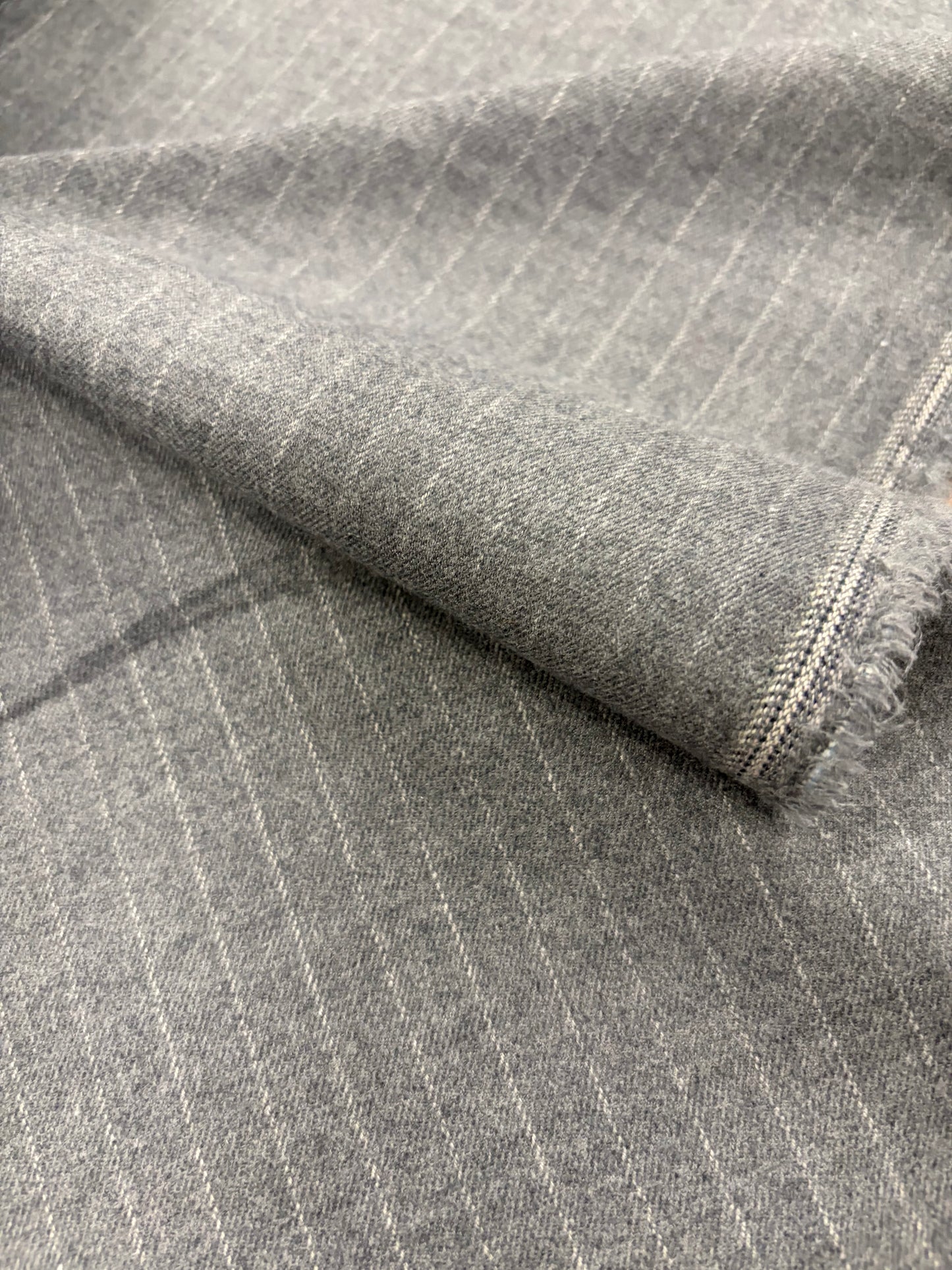 PIPO 036 stretch flannel pinstripe suiting fabric grey