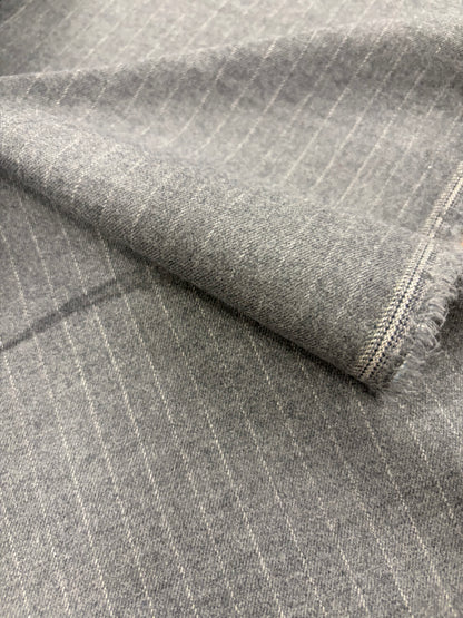 PIPO 036 stretch flannel pinstripe suiting fabric grey