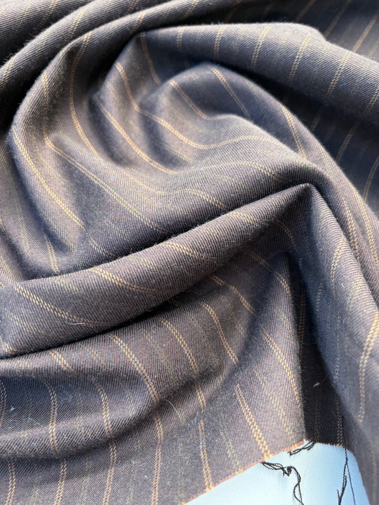 WOOL EDIT 007 brown striped wool stretch