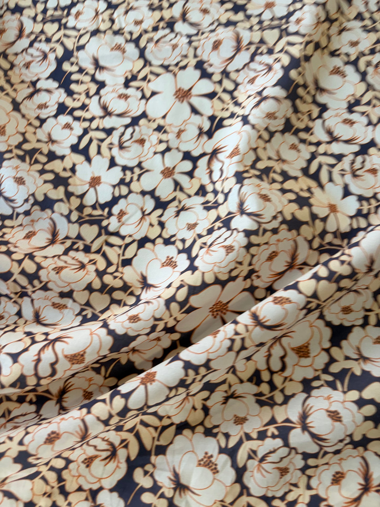 AL 012 cotton voile "navy/soft pink flowers"