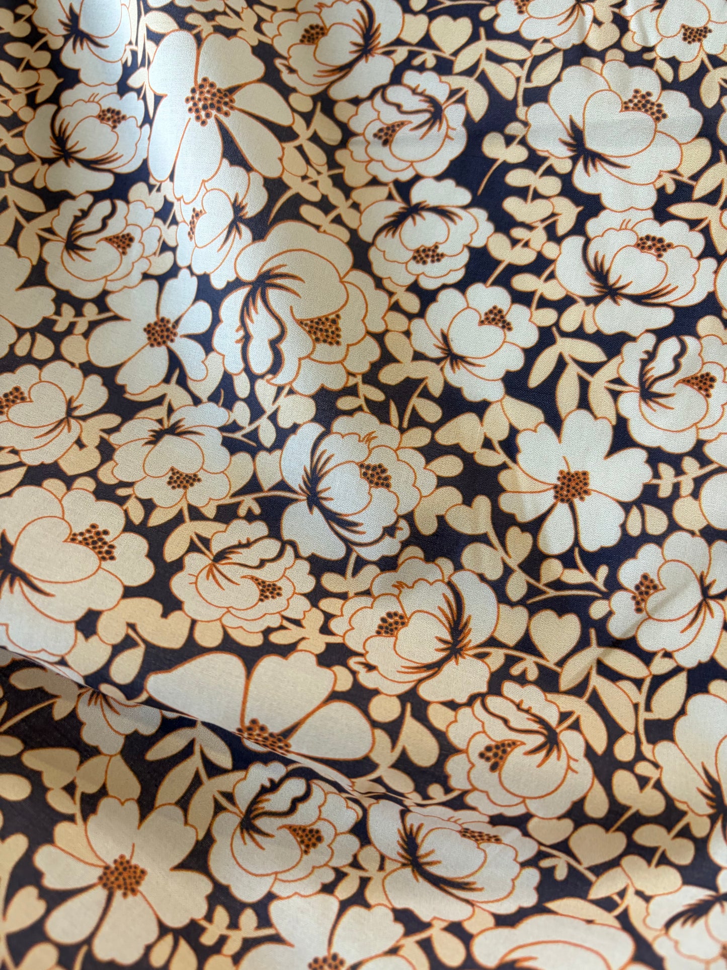AL 012 cotton voile "navy/soft pink flowers"