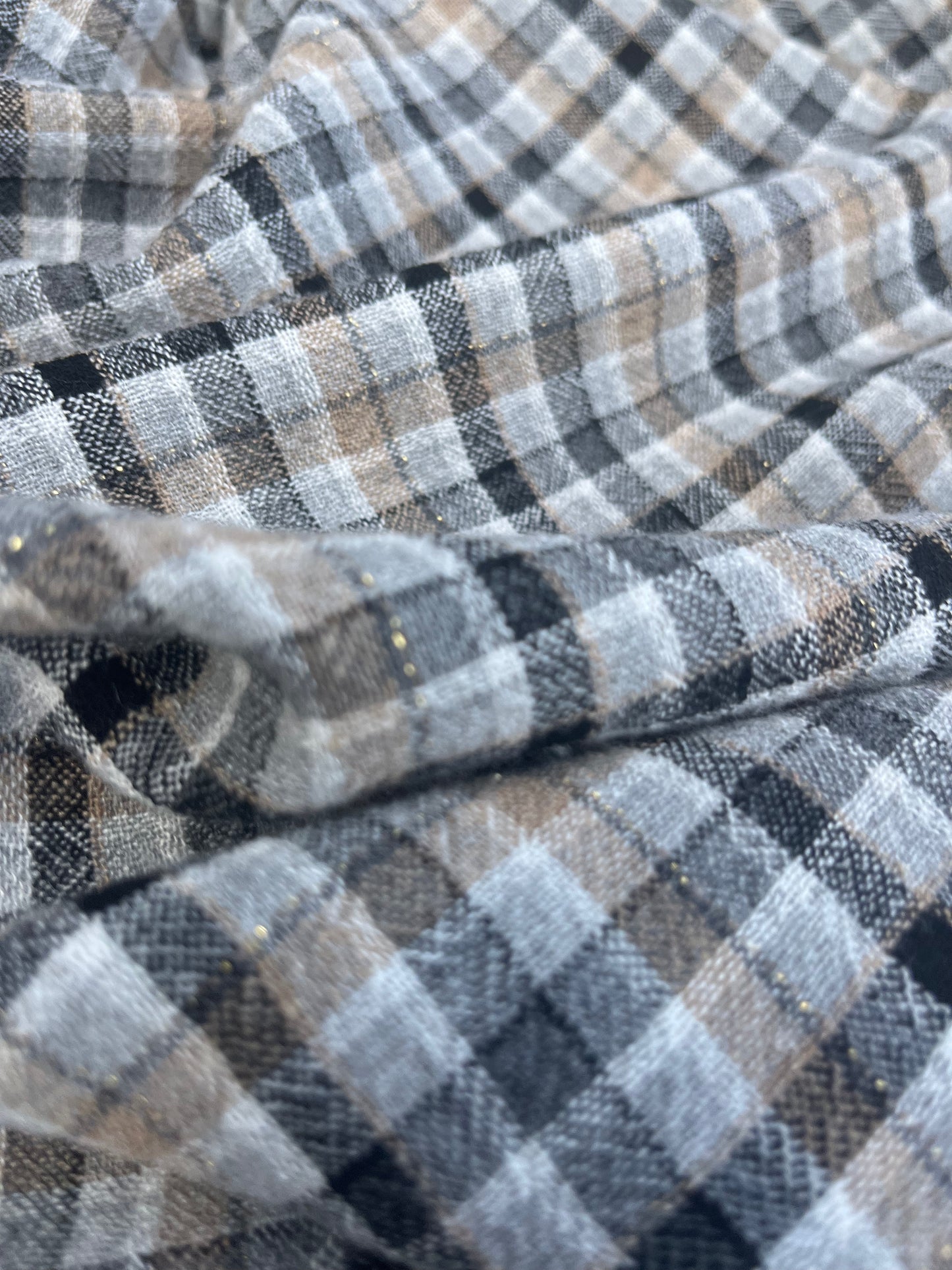 RW 095 woven check cotton/linen grey/beige