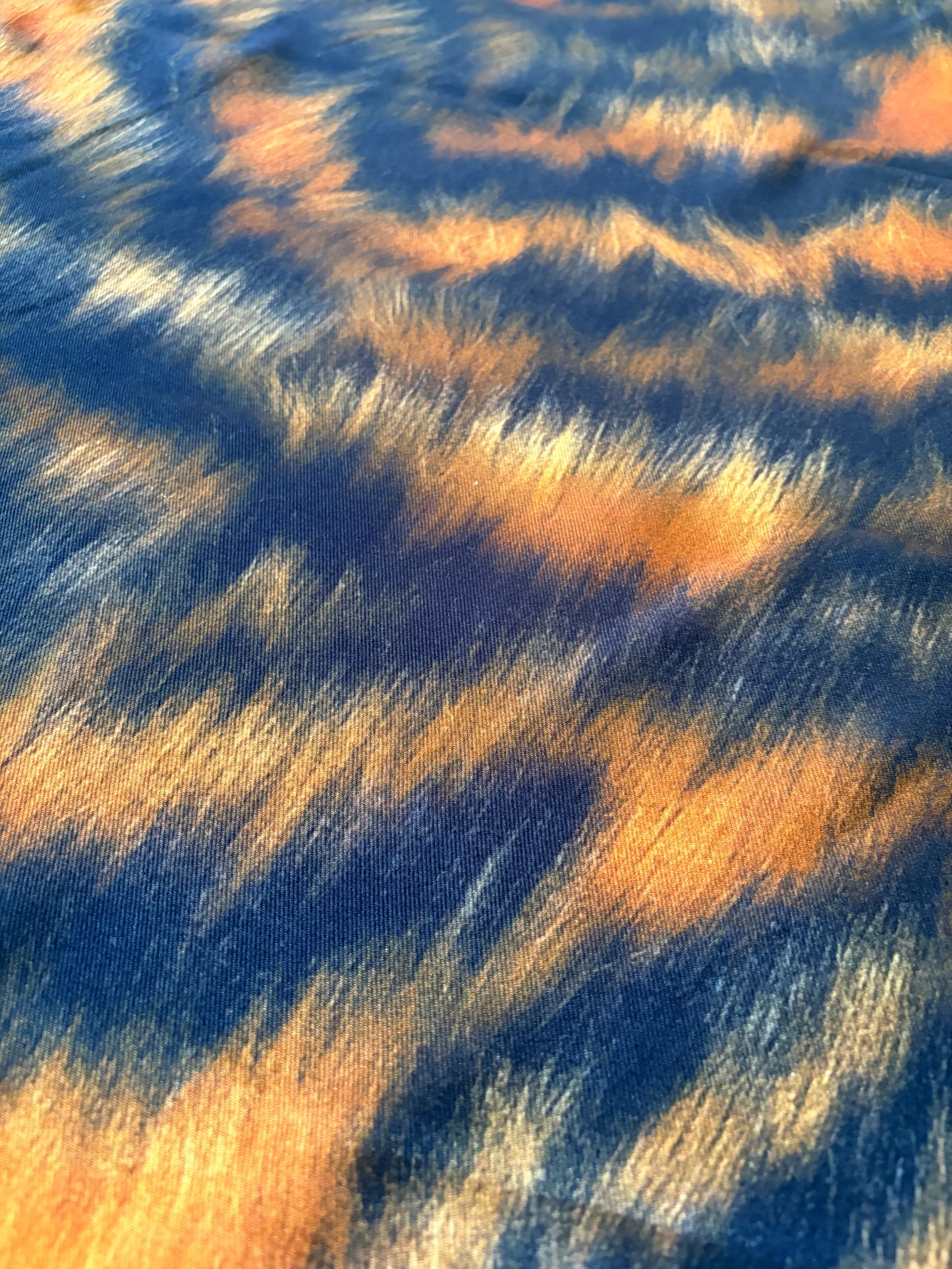 AL 013 warm viscose twill fur print navy/orange