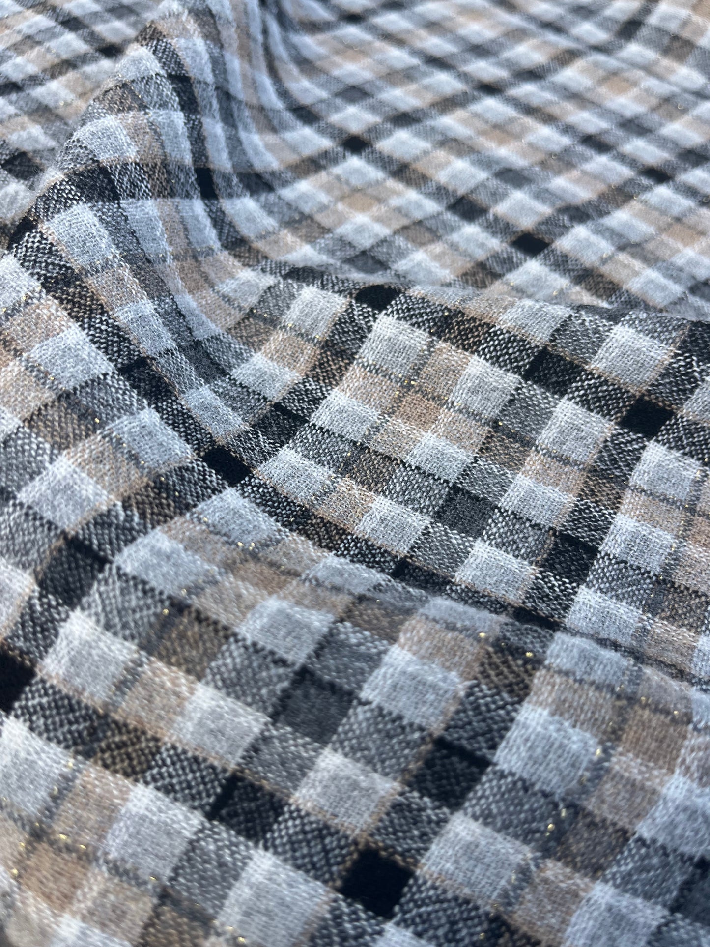 RW 095 woven check cotton/linen grey/beige