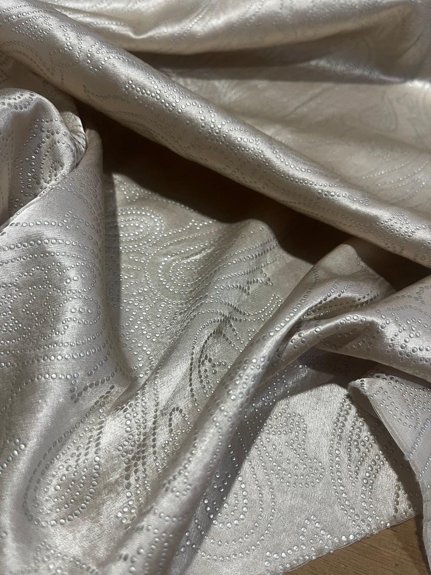 C01 JUST 030 viscose satin with silver aplicated print