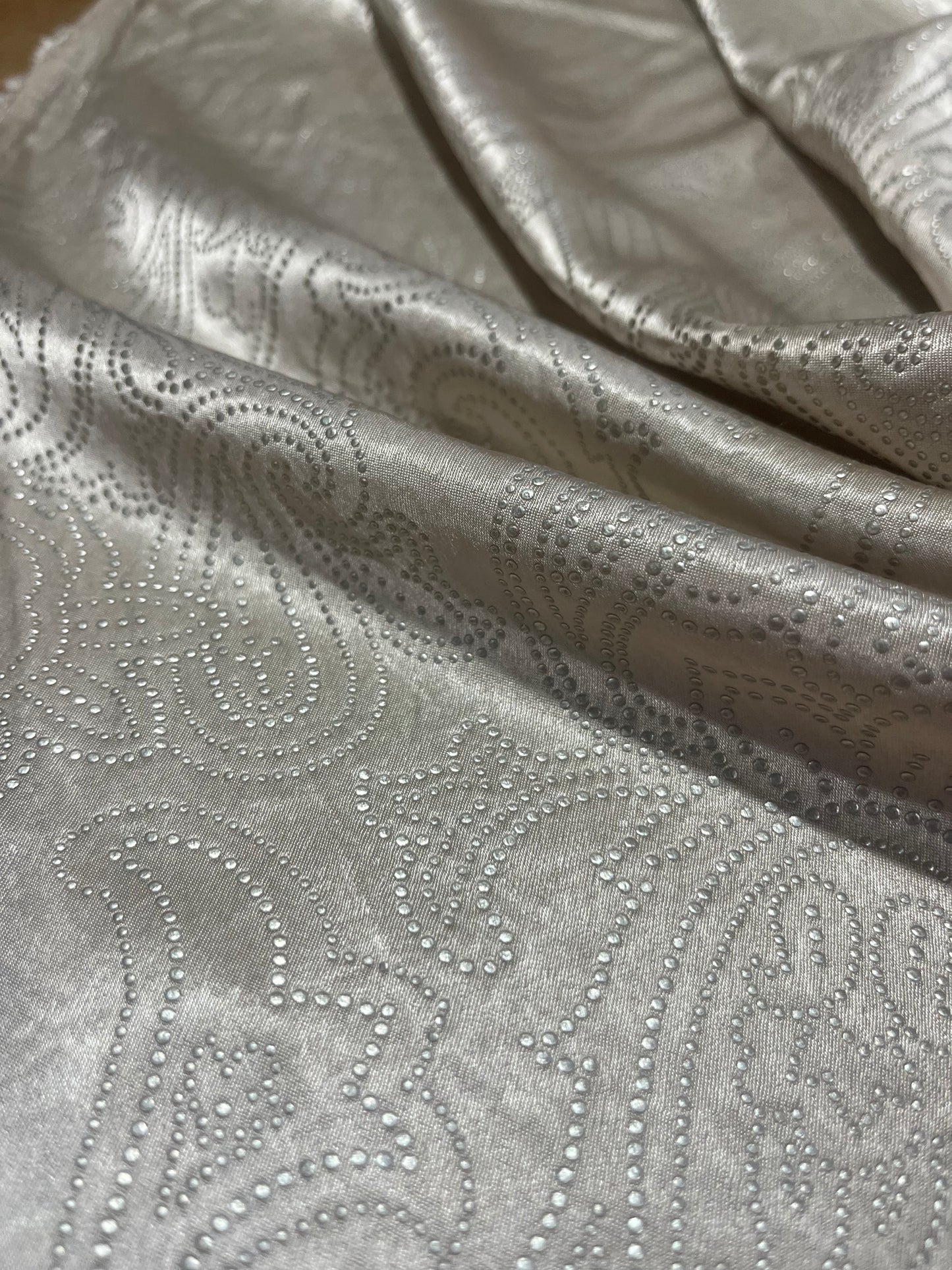 C01 JUST 030 viscose satin with silver aplicated print