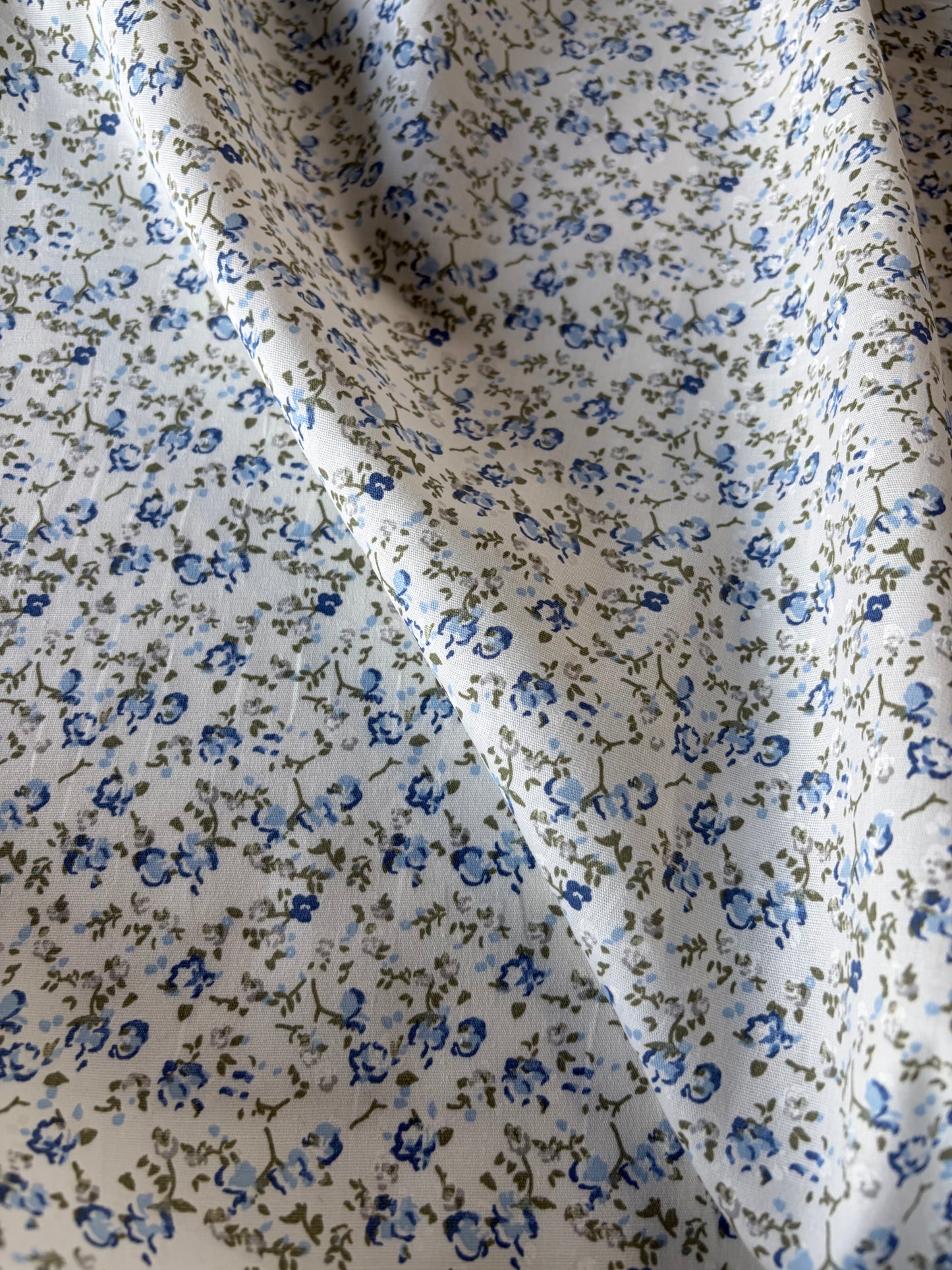 AL 018 cotton poplin stretch  mini flowers blue/khaky